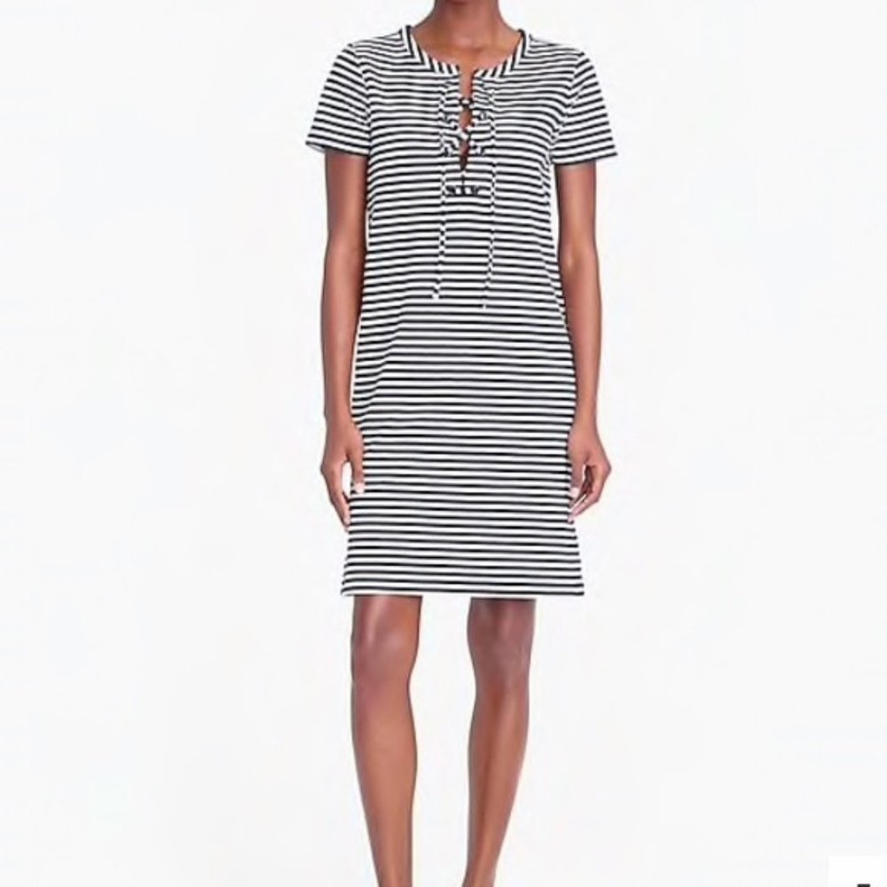 J. Crew Factory Stripe lace-up knit dress (NEW)